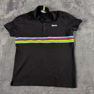 Vintage Santini Racing Polo Shirt Size Large Black